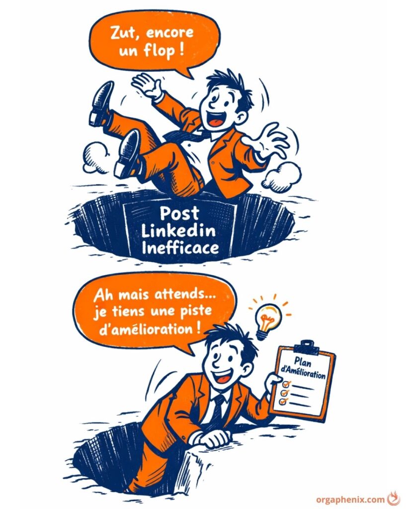 Tomber dans une publication LinkedIn inefficace, c’est souvent le début de la progression.