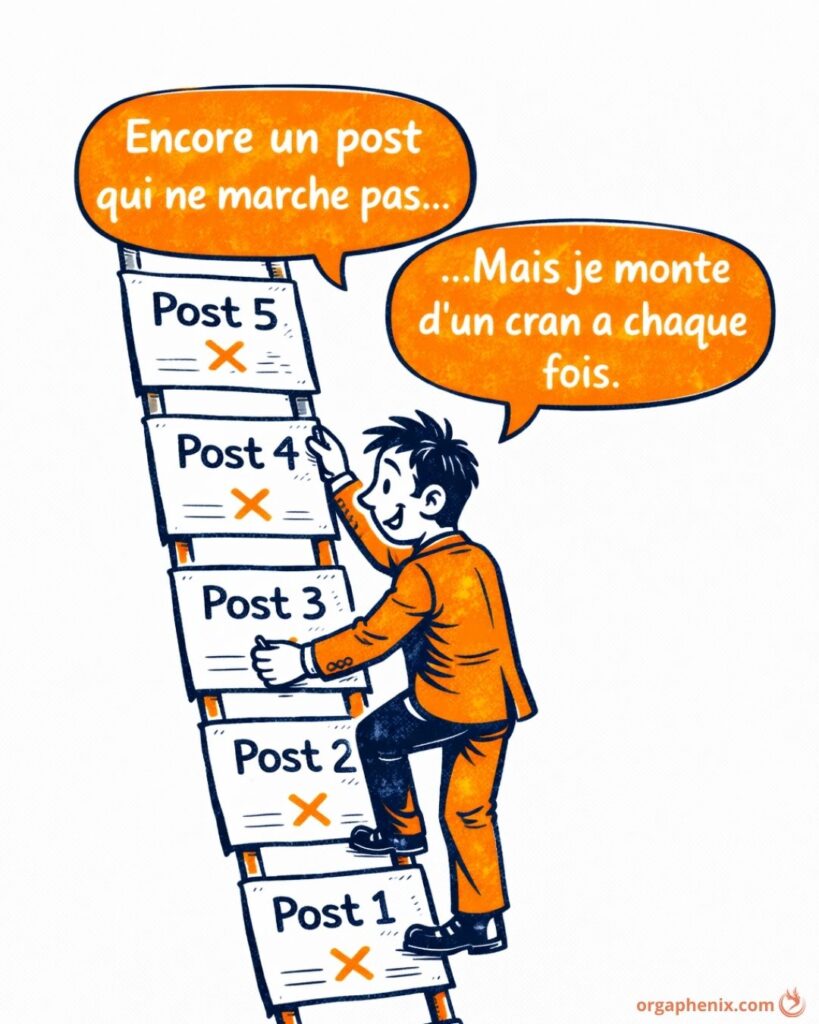 Chaque publication LinkedIn inefficace est un échelon vers plus d’impact.