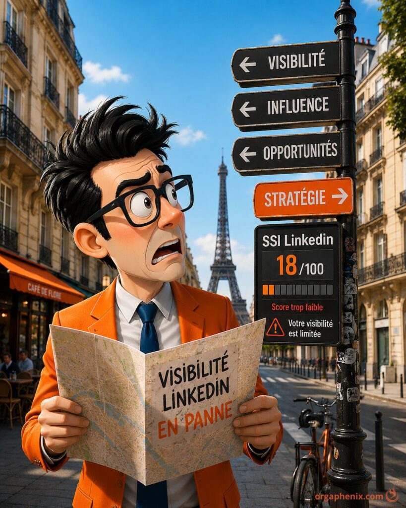 Cadre confronté à un faible score SSI sur LinkedIn.