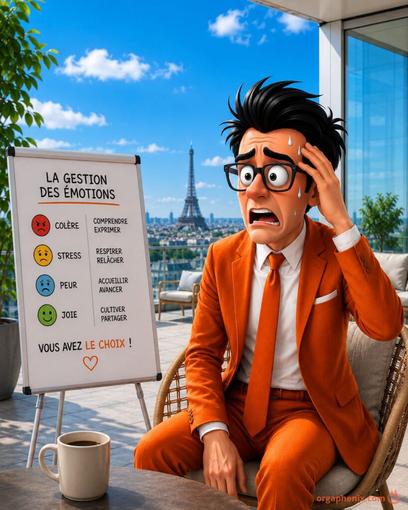 Cadre stressé face à la gestion de ses émotions.