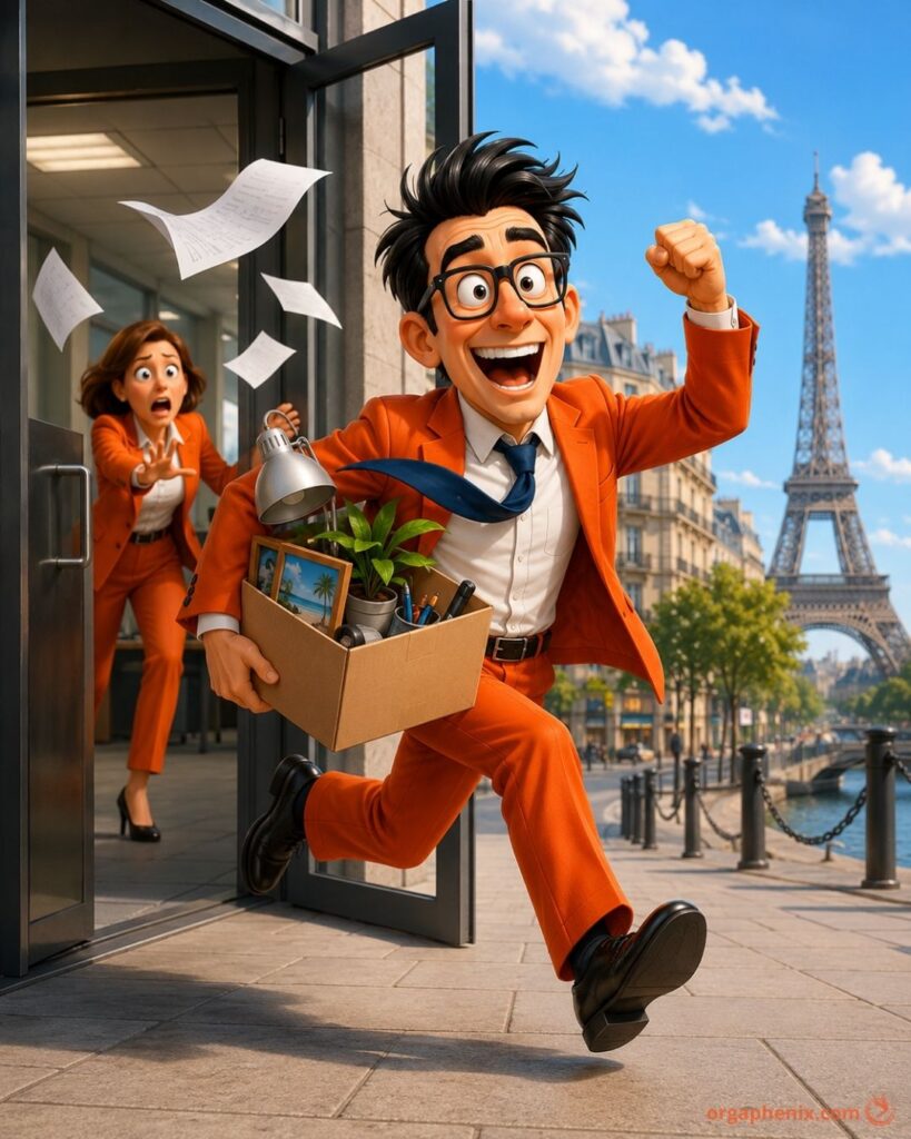 Un cadre quitte son entreprise avec ses affaires.